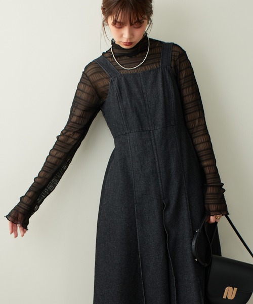 natural couture(ナチュラルクチュール)の「2022AWアイテム/WEB限定カラーあり/スモッキングレースハイネックプルオーバー(Tシャツ/カットソー・レディース・ブラック/グレー/ピンク/グリーン/アイボリー・FREE)」の19枚目の写真