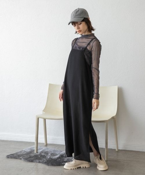 JEANASIS(ジーナシス)の「スリット2WAYキャミワンピース/164369(ワンピース・レディース・ブラック/グレー系その他・FREE)」の1枚目の写真