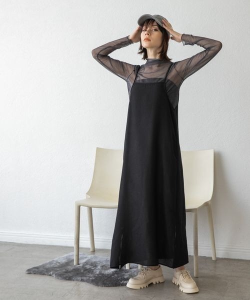 JEANASIS(ジーナシス)の「スリット2WAYキャミワンピース/164369(ワンピース・レディース・ブラック/グレー系その他・FREE)」の18枚目の写真