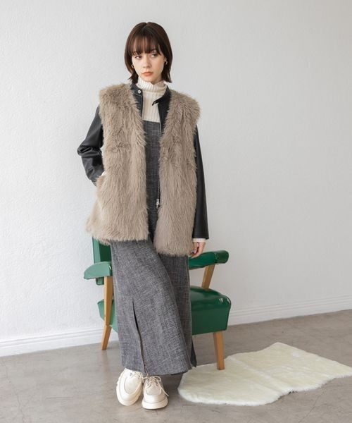 JEANASIS(ジーナシス)の「スリット2WAYキャミワンピース/164369(ワンピース・レディース・ブラック/グレー系その他・FREE)」の21枚目の写真