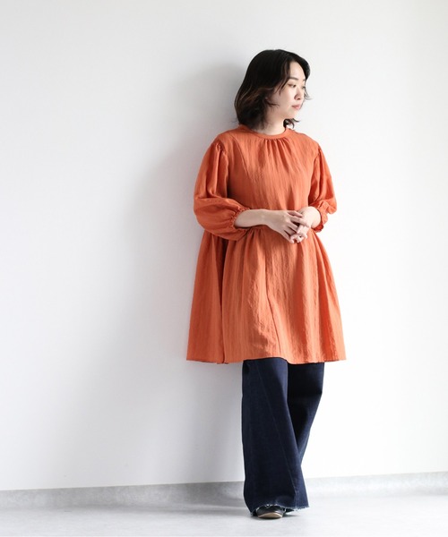 cepo(セポ)の「スリットネック ストライプミニワンピース 2WAY(チュニック・レディース・オフホワイト/オレンジ・M)」の18枚目の写真