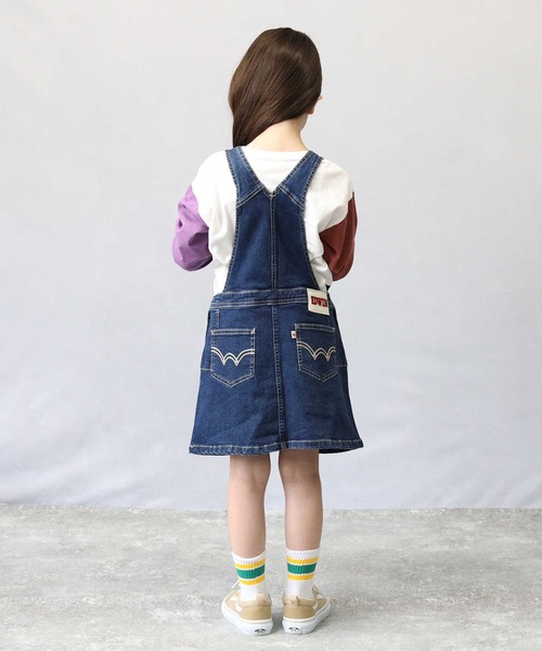 EDWIN（エドウィン）の「【EDWIN】オーバーオールスカート（サロペット/オーバーオール・キッズ・ダークインディゴブルー・120/140/130）」の4枚目の写真