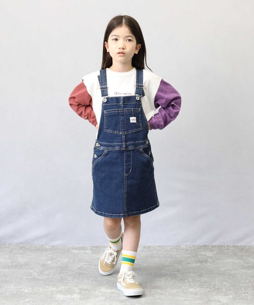 EDWIN（エドウィン）の「【EDWIN】オーバーオールスカート（サロペット/オーバーオール・キッズ・ダークインディゴブルー・120/140/130）」の5枚目の写真