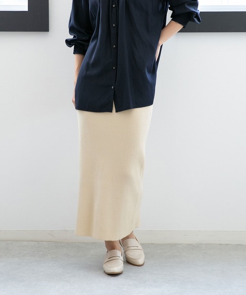 NANO universe（ナノユニバース）の「LB.04/アンチピリングニット リブタイトマキシスカート（スカート・レディース・ブラウン/スミクロ/ライトベージュ・FREE）」の6枚目の写真