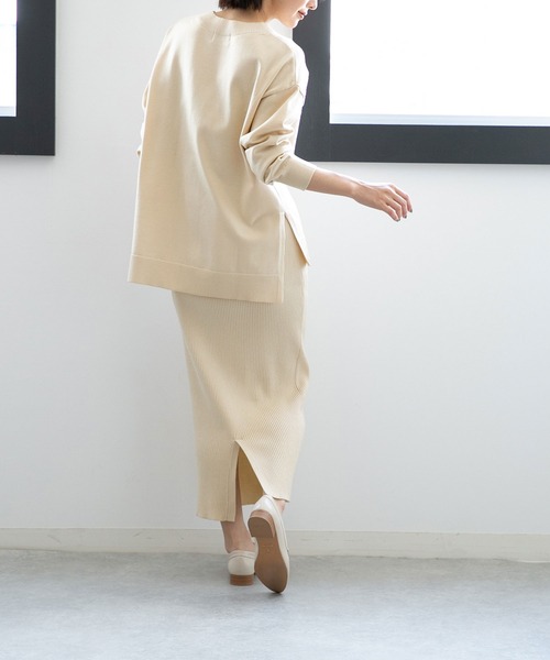NANO universe（ナノユニバース）の「LB.04/アンチピリングニット リブタイトマキシスカート（スカート・レディース・ブラウン/スミクロ/ライトベージュ・FREE）」の13枚目の写真