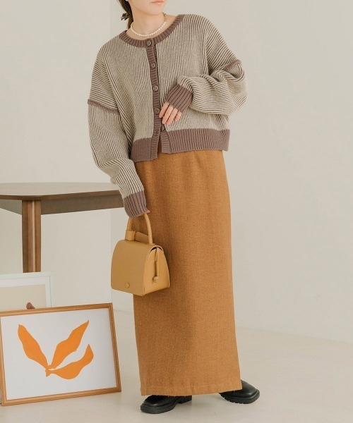 Bab（バブ）の「前後2WAYストライプショートカーディガン（カーディガン/ボレロ・レディース・ブラック/レッド/グリーン/グレイッシュベージュ・FREE）」の21枚目の写真