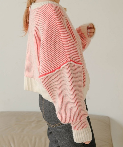 Bab（バブ）の「前後2WAYストライプショートカーディガン（カーディガン/ボレロ・レディース・ブラック/レッド/グリーン/グレイッシュベージュ・FREE）」の15枚目の写真