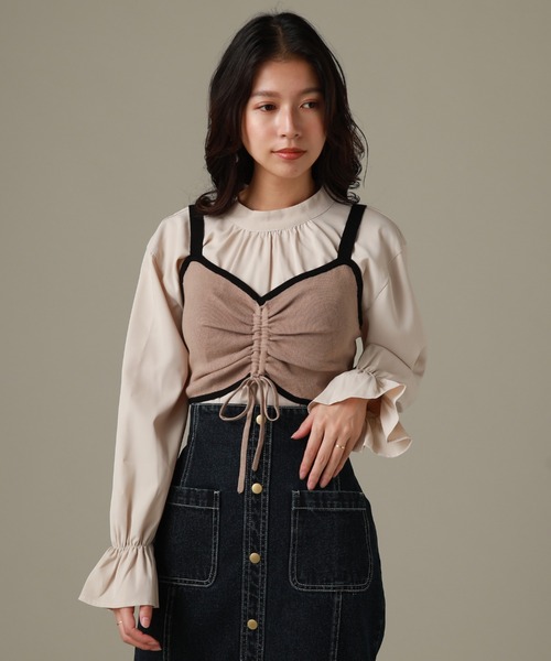 Cheek(チーク)の「ビスチェSETブラウス(シャツ/ブラウス・レディース・ベージュ/サックスブルー/モカ・MEDIUM)」の10枚目の写真