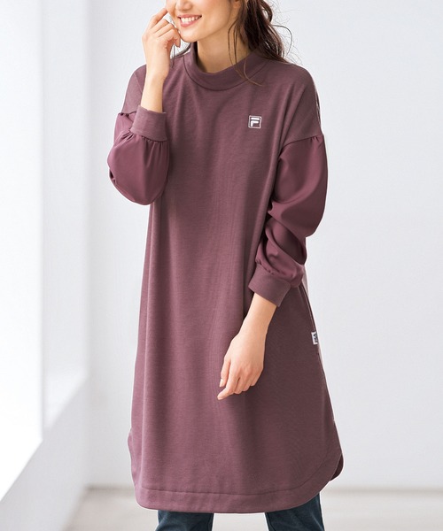 BELLUNA PLUS(ベルーナ)の「FILA 袖切替デザイン裏ファーワンピース(ワンピース・レディース・グレー/ピンク/ブルー・MEDIUM/LARGE/X-LARGE)」の1枚目の写真