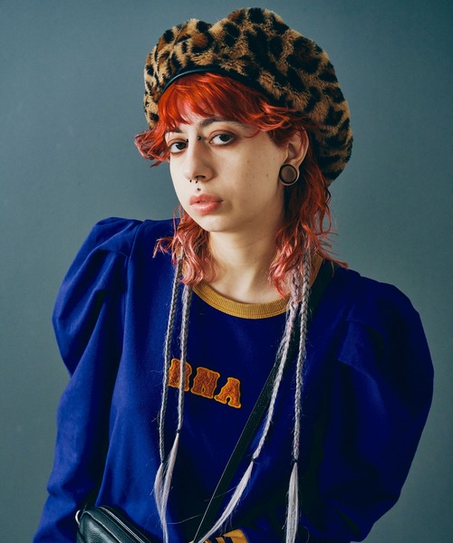 RNA（アールエヌエー）の「E4880 ファーベレー（ハンチング/ベレー帽・レディース・ブラック/ラベンダー/レオパード・FREE）」の16枚目の写真