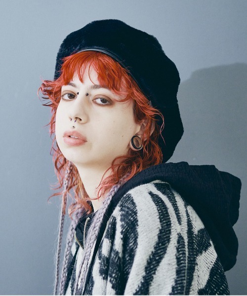 RNA（アールエヌエー）の「E4880 ファーベレー（ハンチング/ベレー帽・レディース・ブラック/ラベンダー/レオパード・FREE）」の18枚目の写真