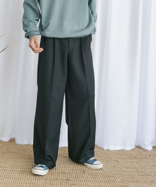 Couleur Meler(クルールメリー)の「Couleur Meler なかじ 『セットアップ対応』ワイドストレートスラックス(スラックス・メンズ・ダークブラウン/ネイビー・MEDIUM/LARGE)」の4枚目の写真