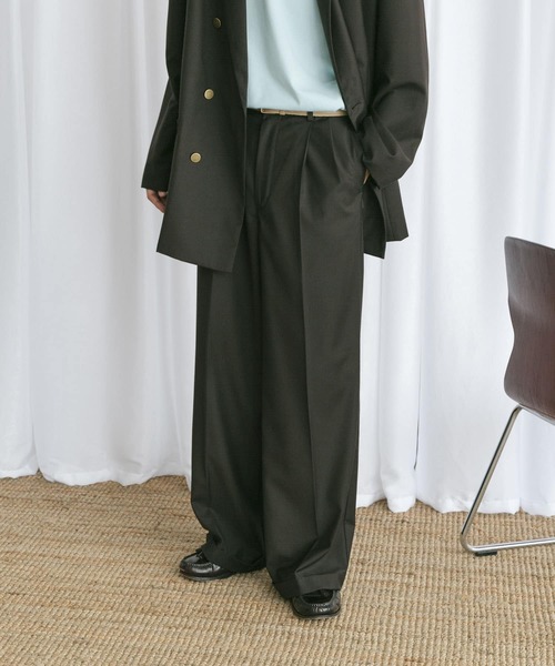 Couleur Meler(クルールメリー)の「Couleur Meler なかじ 『セットアップ対応』ワイドストレートスラックス(スラックス・メンズ・ダークブラウン/ネイビー・MEDIUM/LARGE)」の17枚目の写真