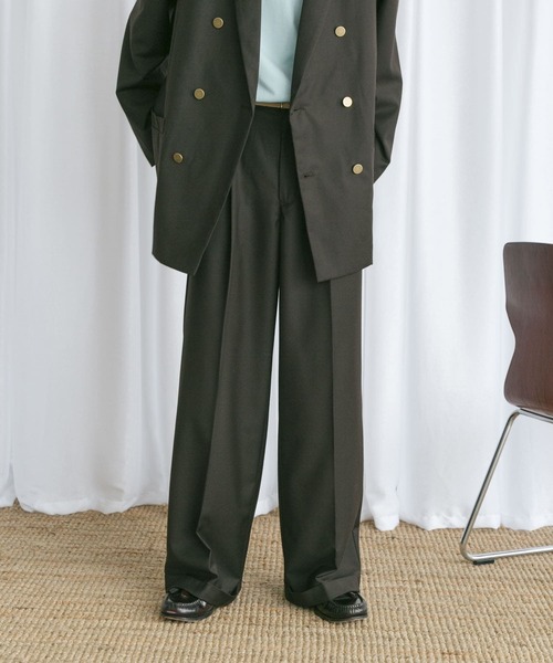 Couleur Meler(クルールメリー)の「Couleur Meler なかじ 『セットアップ対応』ワイドストレートスラックス(スラックス・メンズ・ダークブラウン/ネイビー・MEDIUM/LARGE)」の18枚目の写真