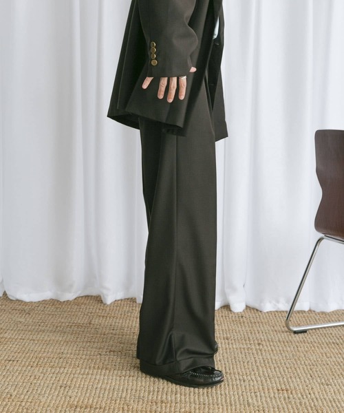 Couleur Meler(クルールメリー)の「Couleur Meler なかじ 『セットアップ対応』ワイドストレートスラックス(スラックス・メンズ・ダークブラウン/ネイビー・MEDIUM/LARGE)」の20枚目の写真