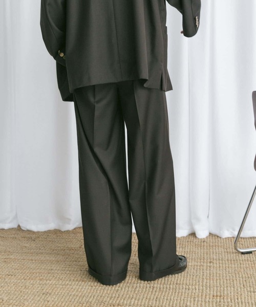 Couleur Meler(クルールメリー)の「Couleur Meler なかじ 『セットアップ対応』ワイドストレートスラックス(スラックス・メンズ・ダークブラウン/ネイビー・MEDIUM/LARGE)」の21枚目の写真