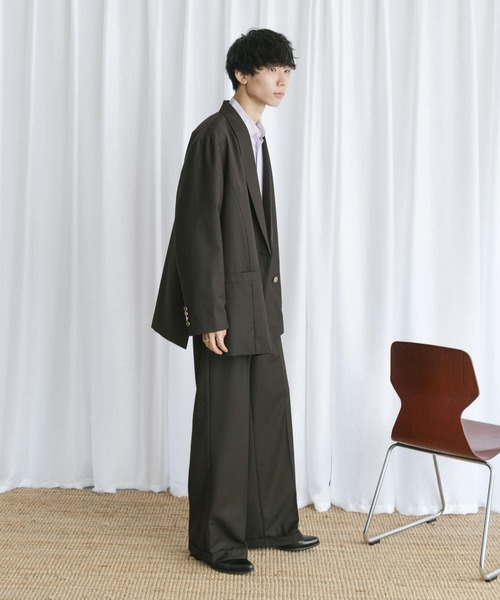 Couleur Meler(クルールメリー)の「Couleur Meler なかじ 『セットアップ対応』ワイドストレートスラックス(スラックス・メンズ・ダークブラウン/ネイビー・MEDIUM/LARGE)」の22枚目の写真