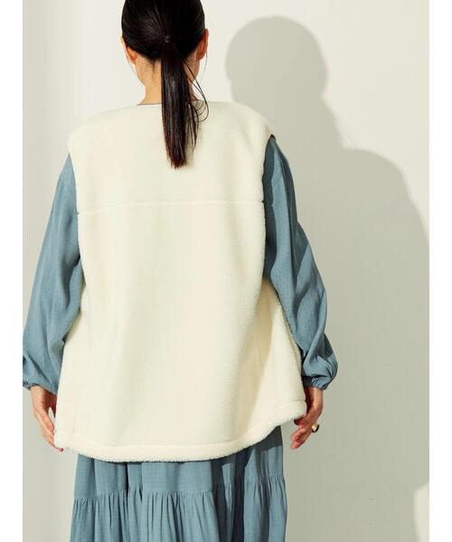 AMERICAN HOLIC（アメリカンホリック）の「ステッチワークボアベスト（ダウンベスト・レディース・ブラック/アイボリー・M/L）」の20枚目の写真