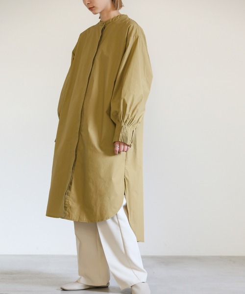 select MOCA(セレクトモカ)の「カフスピンタックノーカラーシャツワンピース(シャツワンピース・レディース・ベージュ/アイボリー/ブラック・FREE)」の5枚目の写真