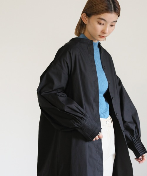 select MOCA(セレクトモカ)の「カフスピンタックノーカラーシャツワンピース(シャツワンピース・レディース・ベージュ/アイボリー/ブラック・FREE)」の18枚目の写真