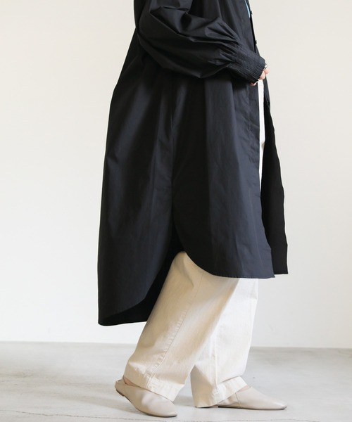 select MOCA(セレクトモカ)の「カフスピンタックノーカラーシャツワンピース(シャツワンピース・レディース・ベージュ/アイボリー/ブラック・FREE)」の8枚目の写真