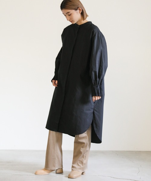 select MOCA(セレクトモカ)の「カフスピンタックノーカラーシャツワンピース(シャツワンピース・レディース・ベージュ/アイボリー/ブラック・FREE)」の15枚目の写真