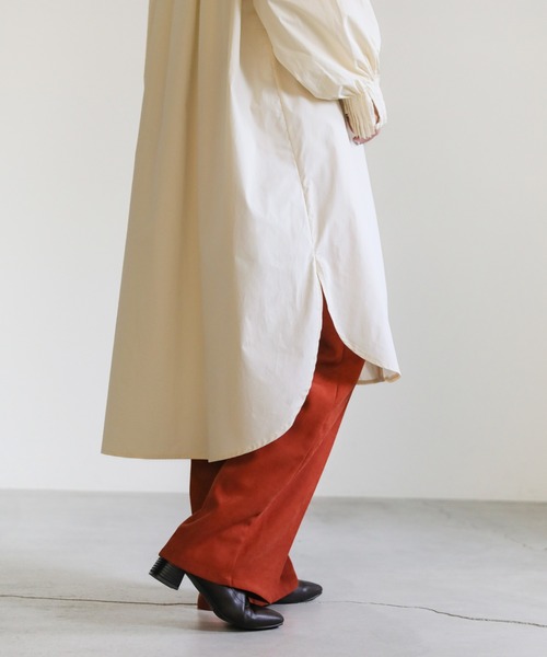 select MOCA(セレクトモカ)の「カフスピンタックノーカラーシャツワンピース(シャツワンピース・レディース・ベージュ/アイボリー/ブラック・FREE)」の6枚目の写真