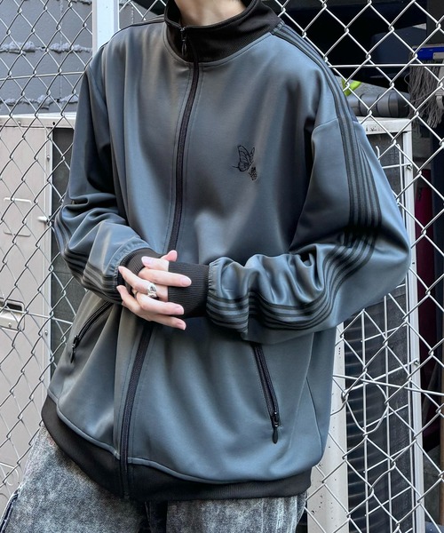 24AW 新色追加【セットアップ対応】'WEB限定' ビッグシルエット ワンポイント刺繍 袖ラインジャージ トラックジャケット【Confirm】（ジャージ）｜Confirm（コンファーム）