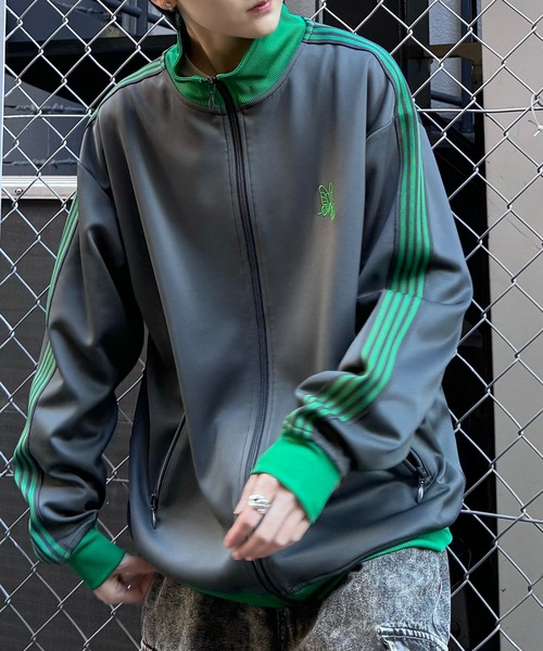 24AW 新色追加【セットアップ対応】'WEB限定' ビッグシルエット ワンポイント刺繍 袖ラインジャージ トラックジャケット【Confirm】（ジャージ）｜Confirm（コンファーム）