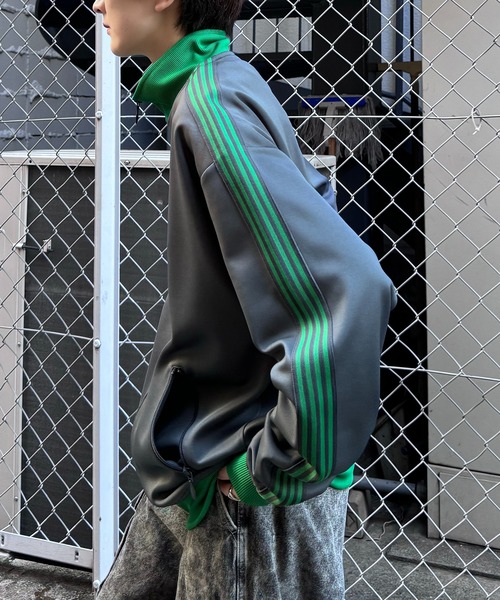 24AW 新色追加【セットアップ対応】'WEB限定' ビッグシルエット ワンポイント刺繍 袖ラインジャージ トラックジャケット【Confirm】（ジャージ）｜Confirm（コンファーム）