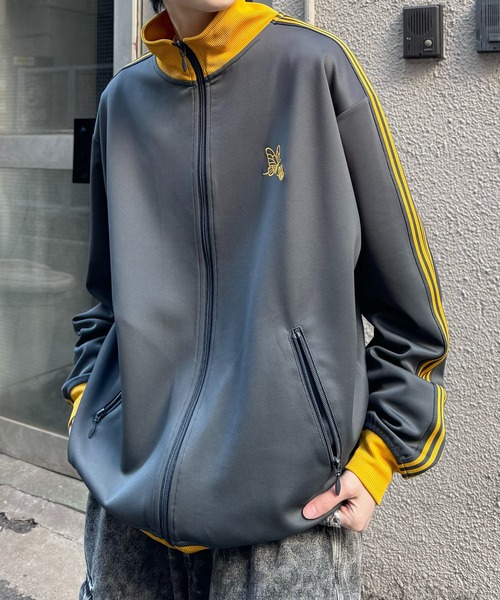 24AW 新色追加【セットアップ対応】'WEB限定' ビッグシルエット ワンポイント刺繍 袖ラインジャージ トラックジャケット【Confirm】（ジャージ）｜Confirm（コンファーム）