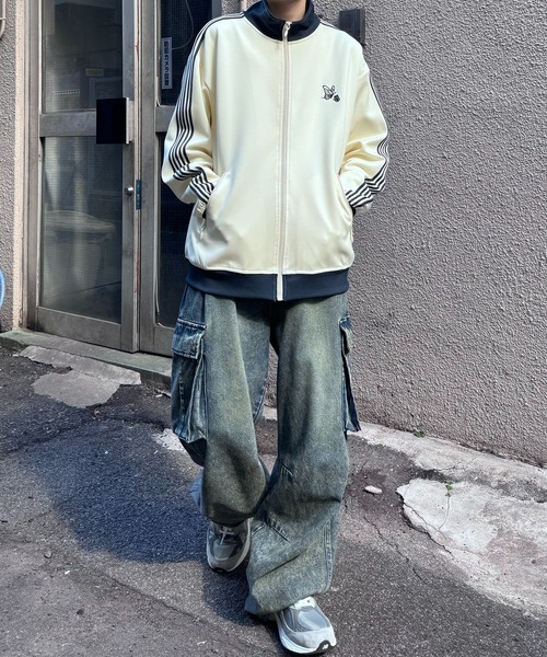 24AW 新色追加【セットアップ対応】'WEB限定' ビッグシルエット ワンポイント刺繍 袖ラインジャージ トラックジャケット【Confirm】（ジャージ）｜Confirm（コンファーム）