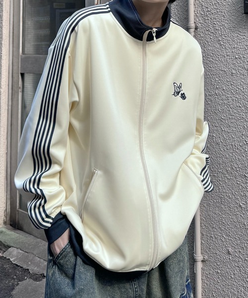 24AW 新色追加【セットアップ対応】'WEB限定' ビッグシルエット ワンポイント刺繍 袖ラインジャージ トラックジャケット【Confirm】（ジャージ）｜Confirm（コンファーム）