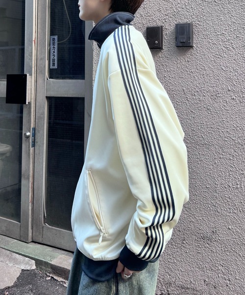 24AW 新色追加【セットアップ対応】'WEB限定' ビッグシルエット ワンポイント刺繍 袖ラインジャージ トラックジャケット【Confirm】（ジャージ）｜Confirm（コンファーム）