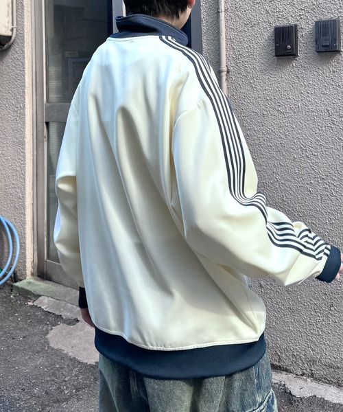 24AW 新色追加【セットアップ対応】'WEB限定' ビッグシルエット ワンポイント刺繍 袖ラインジャージ トラックジャケット【Confirm】（ジャージ）｜Confirm（コンファーム）