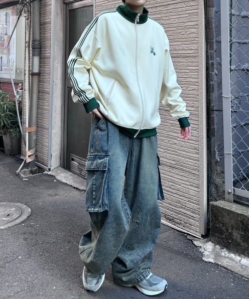 24AW 新色追加【セットアップ対応】'WEB限定' ビッグシルエット ワンポイント刺繍 袖ラインジャージ トラックジャケット【Confirm】（ジャージ）｜Confirm（コンファーム）