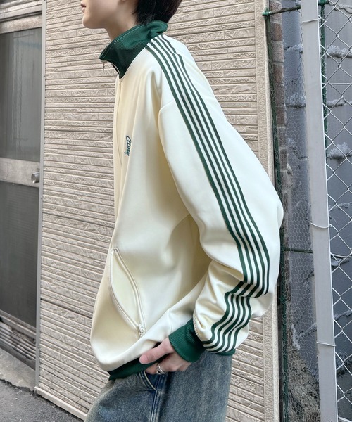 24AW 新色追加【セットアップ対応】'WEB限定' ビッグシルエット ワンポイント刺繍 袖ラインジャージ トラックジャケット【Confirm】（ジャージ）｜Confirm（コンファーム）