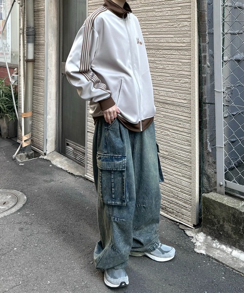 24AW 新色追加【セットアップ対応】'WEB限定' ビッグシルエット ワンポイント刺繍 袖ラインジャージ トラックジャケット【Confirm】（ジャージ）｜Confirm（コンファーム）