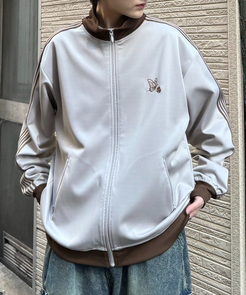 24AW 新色追加【セットアップ対応】'WEB限定' ビッグシルエット ワンポイント刺繍 袖ラインジャージ トラックジャケット【Confirm】（ジャージ）｜Confirm（コンファーム）