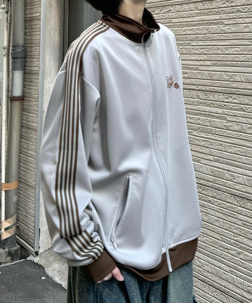 24AW 新色追加【セットアップ対応】'WEB限定' ビッグシルエット ワンポイント刺繍 袖ラインジャージ トラックジャケット【Confirm】（ジャージ）｜Confirm（コンファーム）