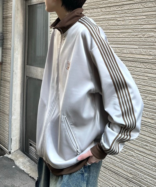 24AW 新色追加【セットアップ対応】'WEB限定' ビッグシルエット ワンポイント刺繍 袖ラインジャージ トラックジャケット【Confirm】（ジャージ）｜Confirm（コンファーム）