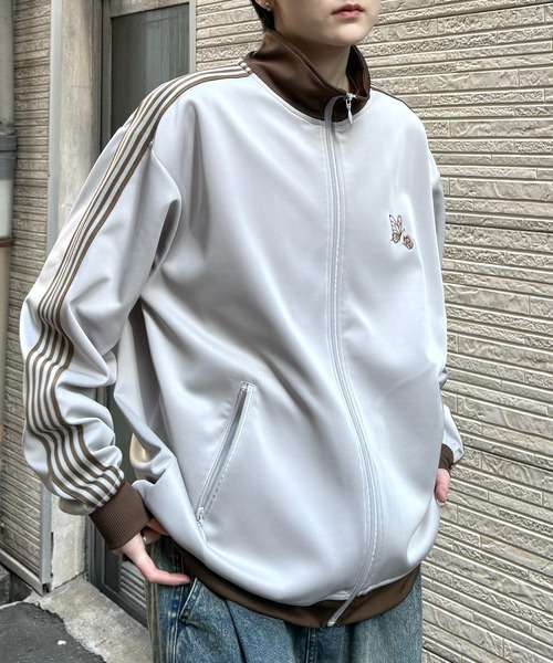 24AW 新色追加【セットアップ対応】'WEB限定' ビッグシルエット ワンポイント刺繍 袖ラインジャージ トラックジャケット【Confirm】（ジャージ）｜Confirm（コンファーム）