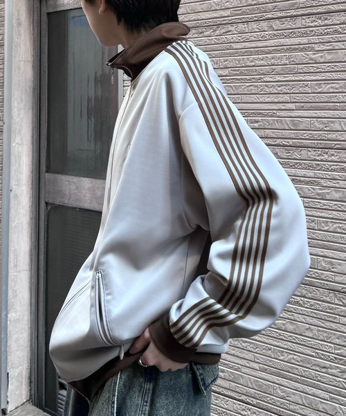 24AW 新色追加【セットアップ対応】'WEB限定' ビッグシルエット ワンポイント刺繍 袖ラインジャージ トラックジャケット【Confirm】（ジャージ）｜Confirm（コンファーム）