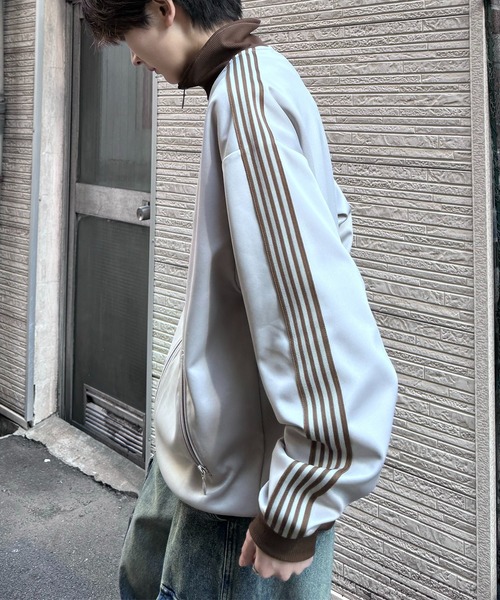 24AW 新色追加【セットアップ対応】'WEB限定' ビッグシルエット ワンポイント刺繍 袖ラインジャージ トラックジャケット【Confirm】（ジャージ）｜Confirm（コンファーム）