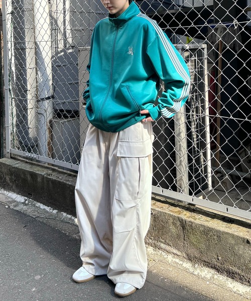 24AW 新色追加【セットアップ対応】'WEB限定' ビッグシルエット ワンポイント刺繍 袖ラインジャージ トラックジャケット【Confirm】（ジャージ）｜Confirm（コンファーム）