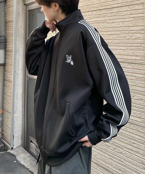 24AW 新色追加【セットアップ対応】'WEB限定' ビッグシルエット ワンポイント刺繍 袖ラインジャージ トラックジャケット【Confirm】（ジャージ）｜Confirm（コンファーム）