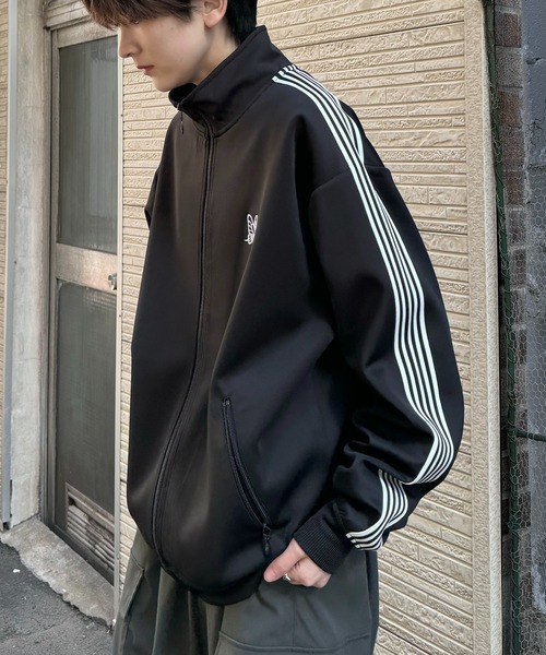 24AW 新色追加【セットアップ対応】'WEB限定' ビッグシルエット ワンポイント刺繍 袖ラインジャージ トラックジャケット【Confirm】（ジャージ）｜Confirm（コンファーム）