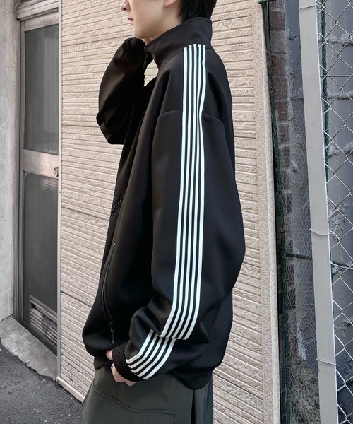24AW 新色追加【セットアップ対応】'WEB限定' ビッグシルエット ワンポイント刺繍 袖ラインジャージ トラックジャケット【Confirm】（ジャージ）｜Confirm（コンファーム）