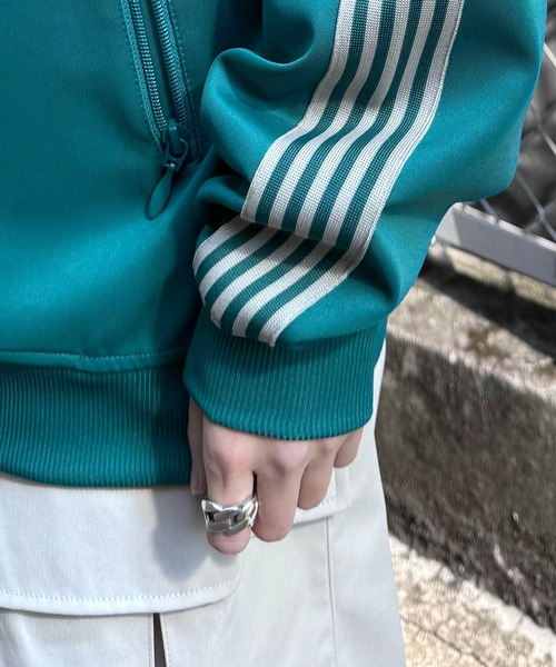 24AW 新色追加【セットアップ対応】'WEB限定' ビッグシルエット ワンポイント刺繍 袖ラインジャージ トラックジャケット【Confirm】（ジャージ）｜Confirm（コンファーム）