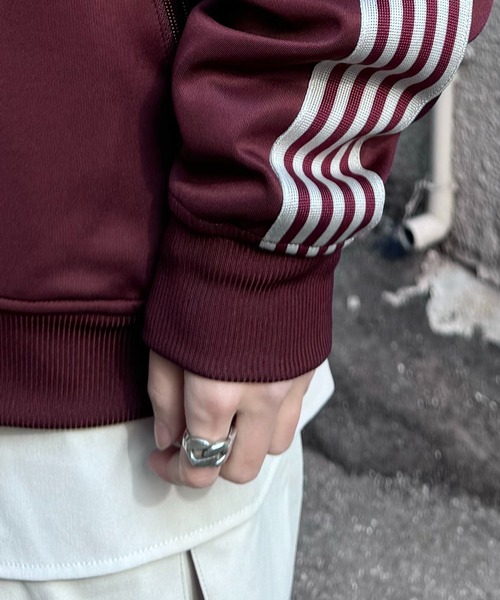 24AW 新色追加【セットアップ対応】'WEB限定' ビッグシルエット ワンポイント刺繍 袖ラインジャージ トラックジャケット【Confirm】（ジャージ）｜Confirm（コンファーム）